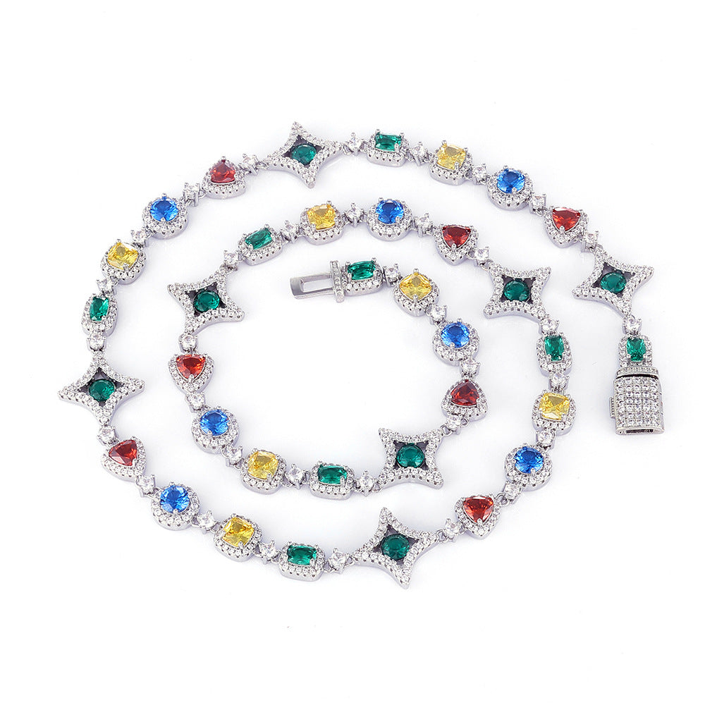 Stacking Hip Hop Zirconia Necklace and Bracelet Set in Gold or White Gold
