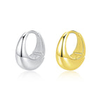 Minimalist Sterling Silver Hoop Earrings with Liquid Metal Finish
