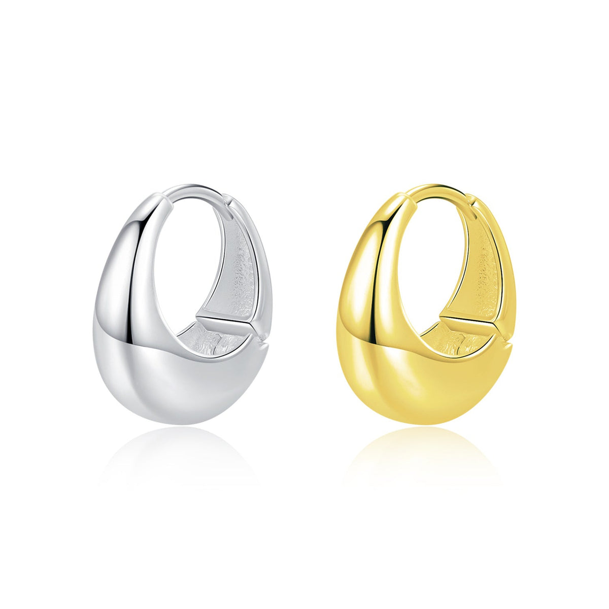 Minimalist Sterling Silver Hoop Earrings with Liquid Metal Finish