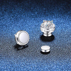 S925 Magnetic Moissanite / CZ Round Halo Stud Earrings for Men Women, 1ct 6.5mm Round Cut, Inlaid Magnetic Earrings Non-Piercing Clip On Stud Earring
