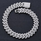 Triple-Row Diamond-Cut Cuban Chain Necklace with Cubic Zirconia Accents – Bold Hip Hop Style
