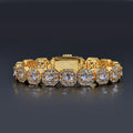 Stacking Geometric Zirconia-Set Hip Hop Chain Bracelet in Gold or White Gold – 10mm or 12mm Width