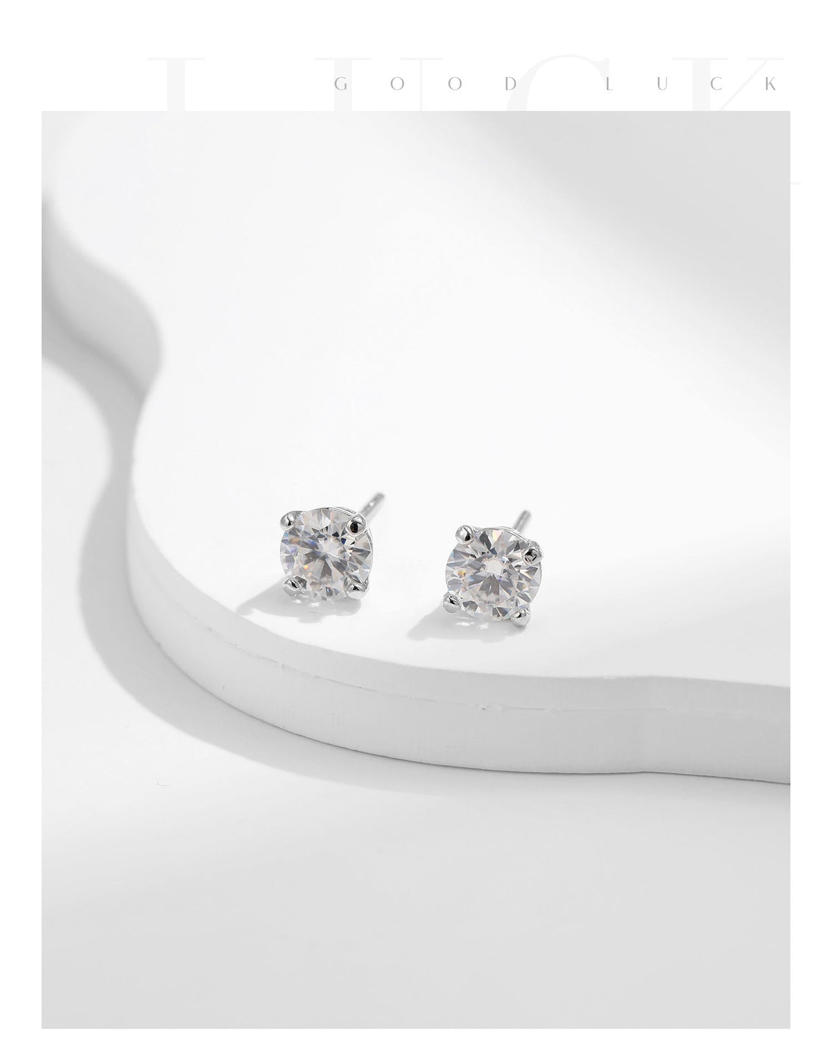 Round D-Color VVS1 Moissanite Stud Earrings in Sterling Silver – Minimalist Geometric Design