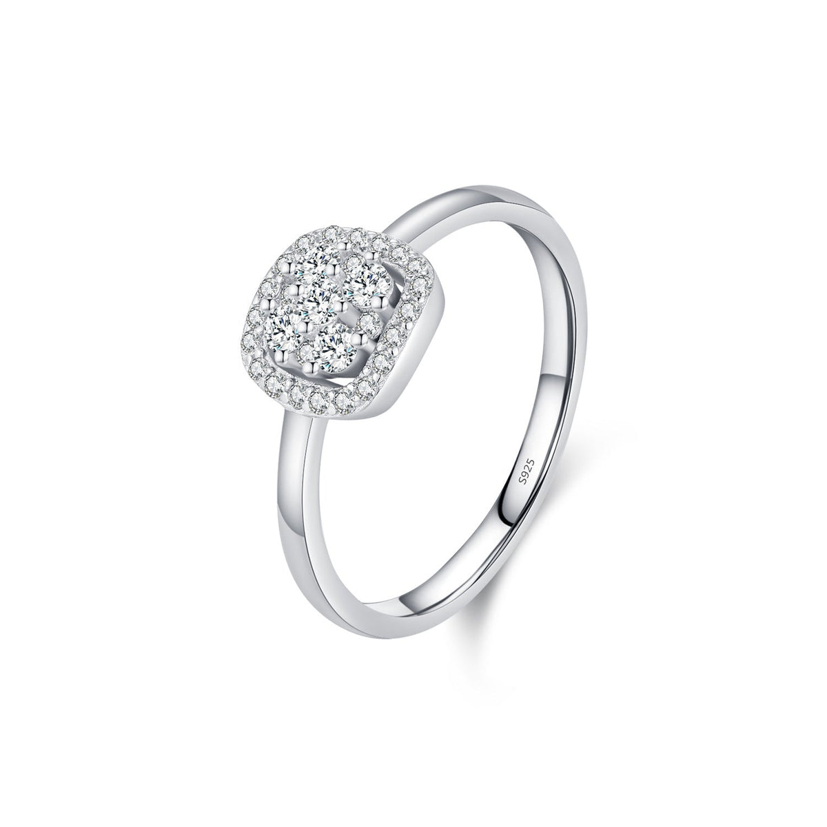 Geometric D-Color VVS1 Moissanite-Set Sterling Silver Engagement Ring for Women