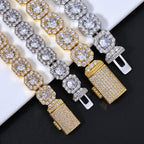Geometric Square Ice Sugar Chain Necklace with Cubic Zirconia in Gold or White Gold