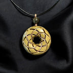 Torus Vortex Pendant- Brass and Libyan Desert Glass Orgonite Necklace Rodin Coil