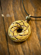 Torus Vortex Pendant- Brass and Libyan Desert Glass Orgonite Necklace Rodin Coil