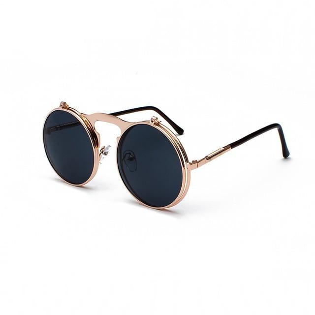 Round Flip-Up Retro Sunglasses Collection - 14 Colors