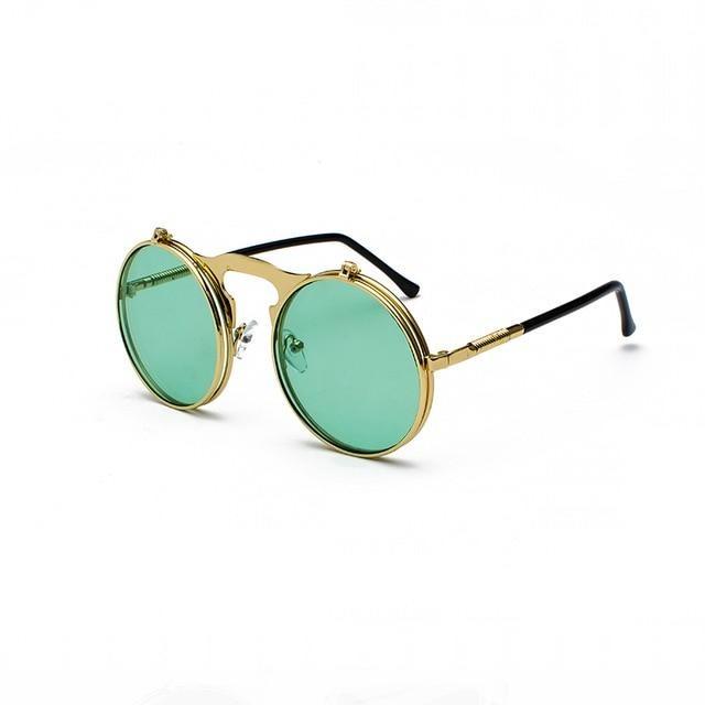 Round Flip-Up Retro Sunglasses Collection - 14 Colors