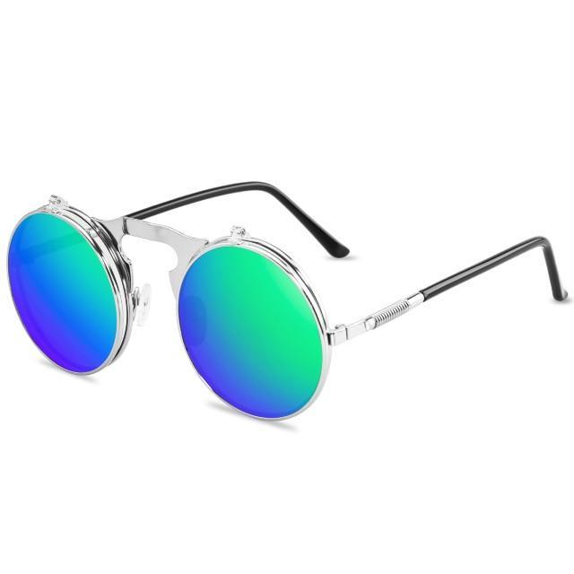 Round Flip-Up Retro Sunglasses Collection - 14 Colors