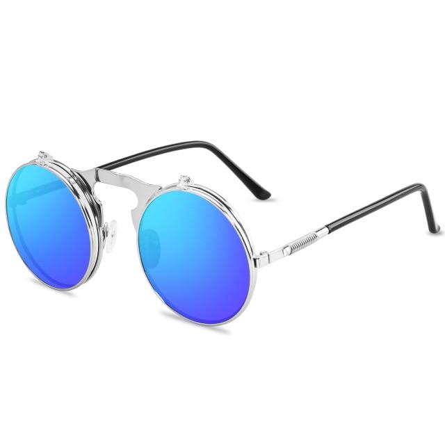 Round Flip-Up Retro Sunglasses Collection - 14 Colors