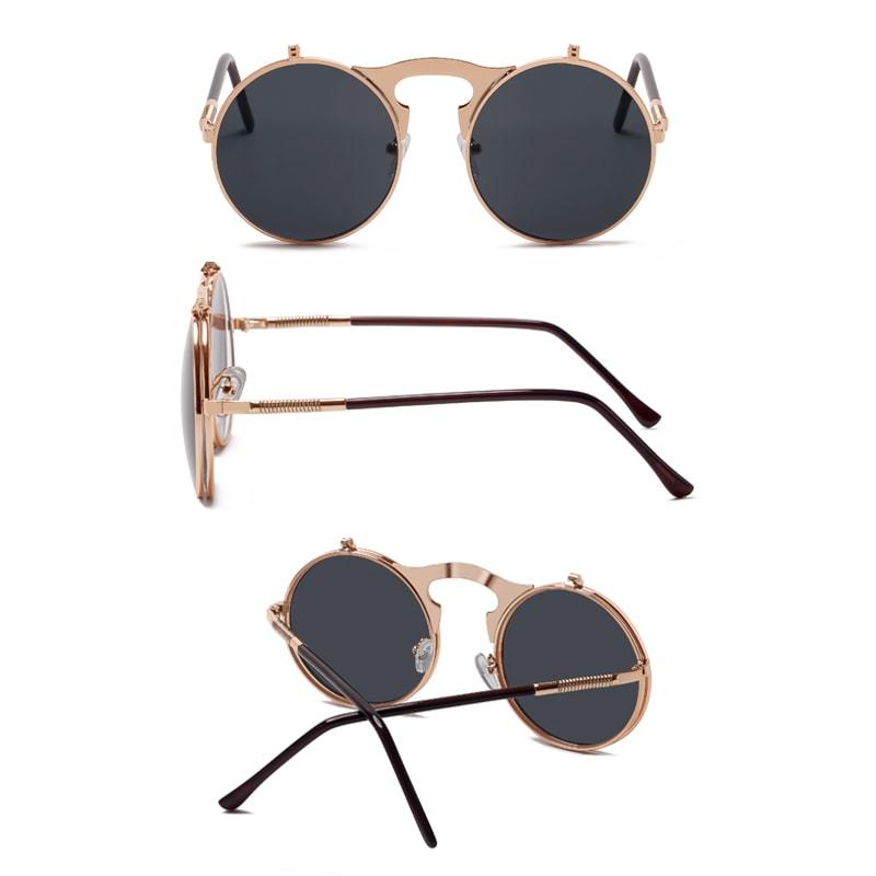 Round Flip-Up Retro Sunglasses Collection - 14 Colors