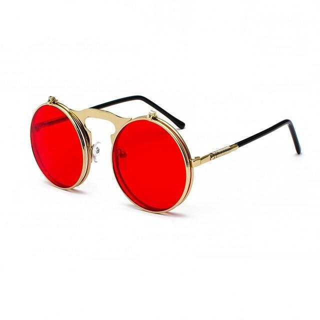 Round Flip-Up Retro Sunglasses Collection - 14 Colors