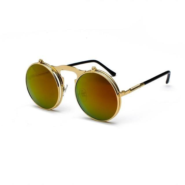 Round Flip-Up Retro Sunglasses Collection - 14 Colors