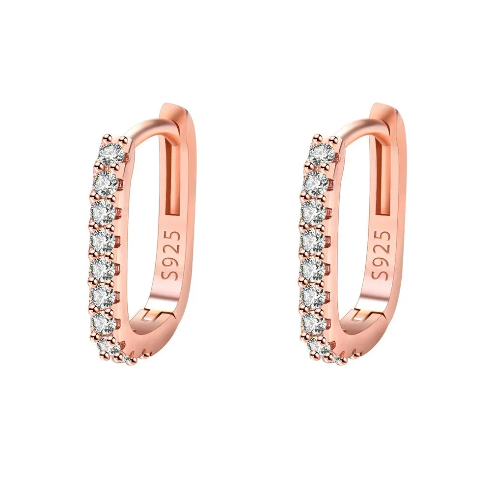 925 Sterling Silver Crystal Fashion Hoop Earrings