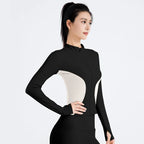 Women's Stand Collar Color Block Fitness Cardigan Trendy