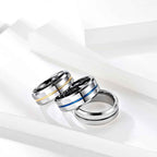 Tungsten Simple Men's Ring with Colored Ribbon Wear Resistant Ring