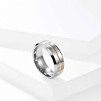 Tungsten Simple Men's Ring with Colored Ribbon Wear Resistant Ring