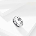 Tungsten Simple Men's Ring with Colored Ribbon Wear Resistant Ring