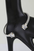 Open Cubic Twisted Cuff Bracelet