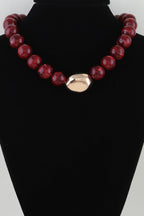Polished Marble Beaded Pendant Necklace