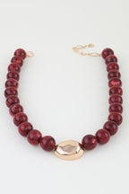 Polished Marble Beaded Pendant Necklace