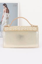Rhinestone And Pearl Flap Clutch