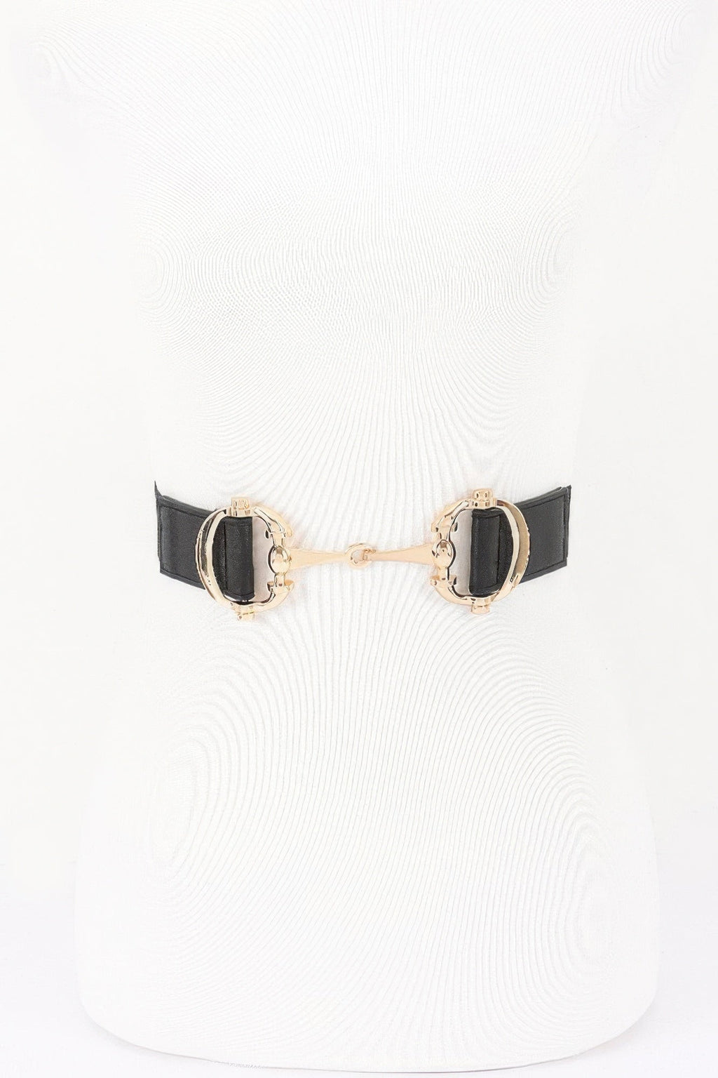 Vegan Leather Metal Buckle Elastic Belt