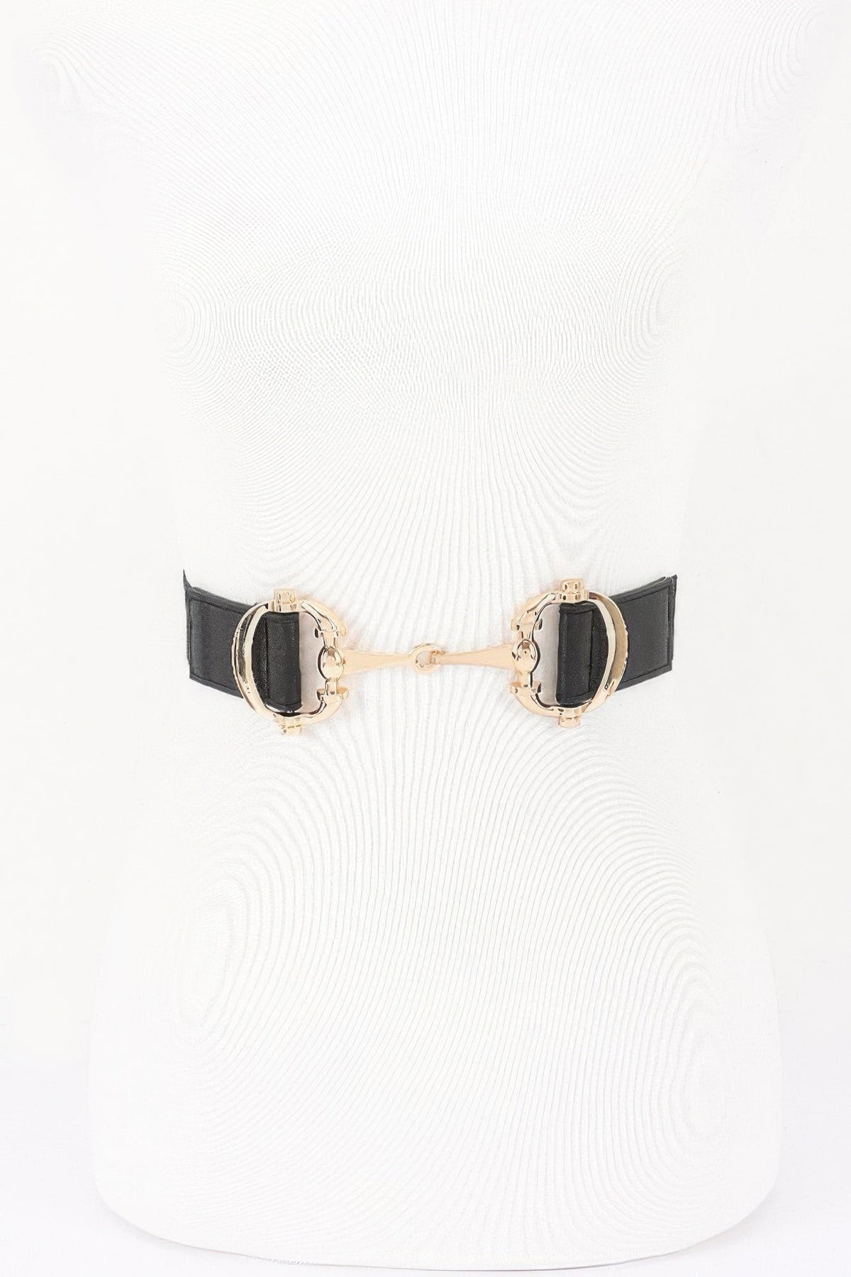 Vegan Leather Metal Buckle Elastic Belt