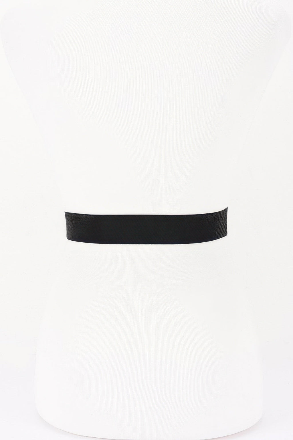 Vegan Leather Metal Buckle Elastic Belt