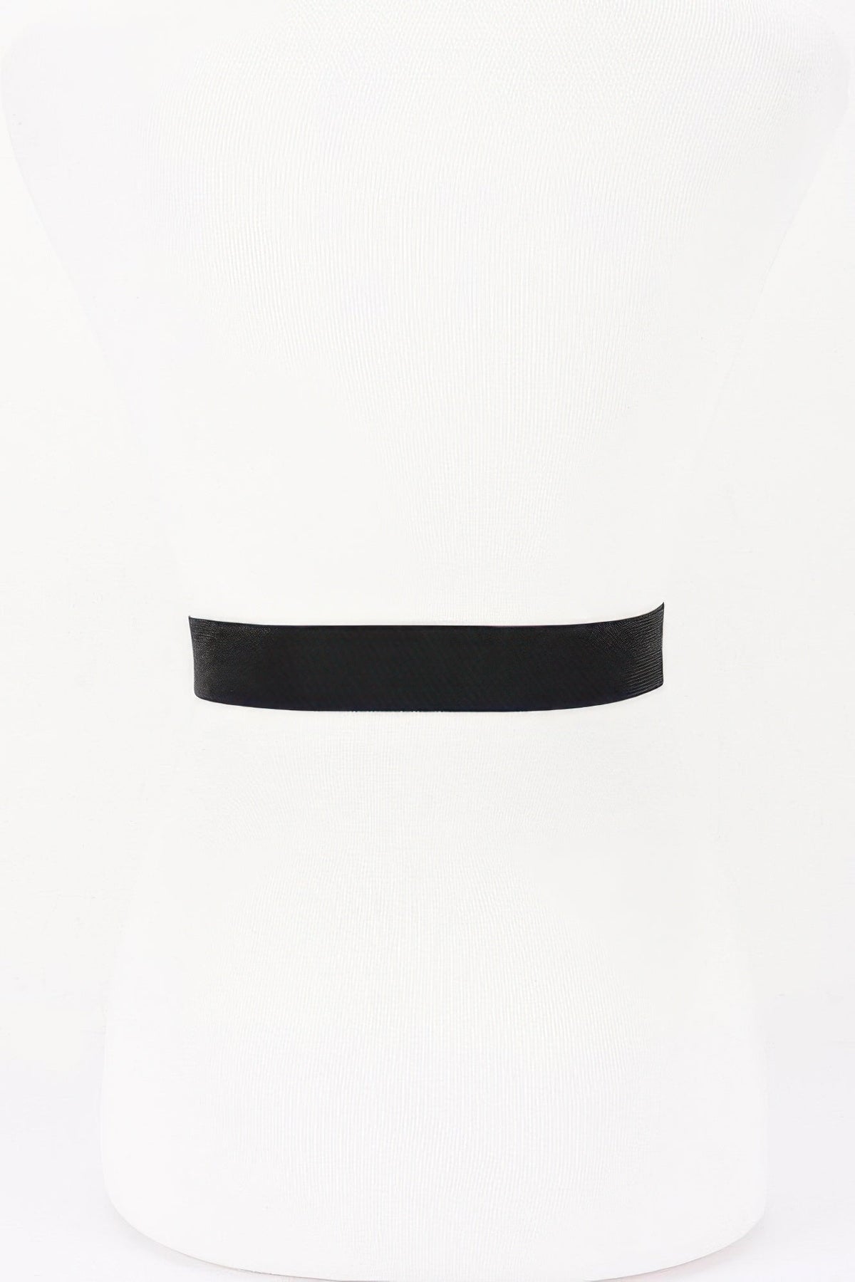 Vegan Leather Metal Buckle Elastic Belt