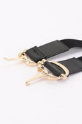 Vegan Leather Metal Buckle Elastic Belt