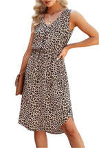 Size Medium Leopard V Neck Sleeveless Midi Dress
