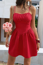 Sleeveless Lace Trim Corset Mini Dress
