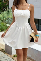 Sleeveless Lace Trim Corset Mini Dress