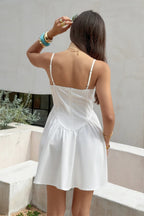 Sleeveless Lace Trim Corset Mini Dress