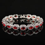 Colorful CZ Halo Tennis Bracelet, Multicolor Gemstone Bridal Jewelry, Unique Pattern Gift for Her, Cubic Zirconia Bridesmaid Bracelet
