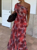 Printed Short Sleeve Maxi Dress