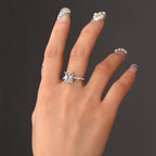 S925 Radiant Cut Moissanite & High Carbon Engagement Ring with Pavé-Set Band, 1-3ct VVS1 Certified, 4-Prong Sterling Silver