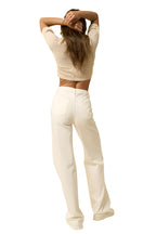 Size 3 Off White High Rise Raw Hem Wide Leg Jeans