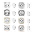 Stainless Steel Magnetic CZ Square Halo Stud Earrings for Men Women, Square Cubic Zirconia Inlaid Magnetic Earrings Non-Piercing Clip On Stud Earring