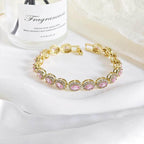 Colorful CZ Halo Tennis Bracelet, Multicolor Gemstone Bridal Jewelry, Unique Pattern Gift for Her, Cubic Zirconia Bridesmaid Bracelet