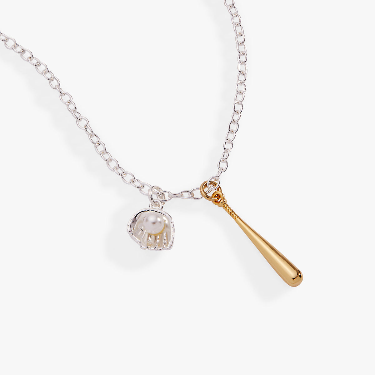 Baseball Duo Charm Pendant Necklace