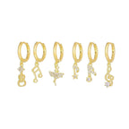 6 Pieces Melody Charm Notes Earring Set, 18k Gold Hoop with Drops, S925 Needle, Stacked Lobe Designs with Dazzling Zirconia