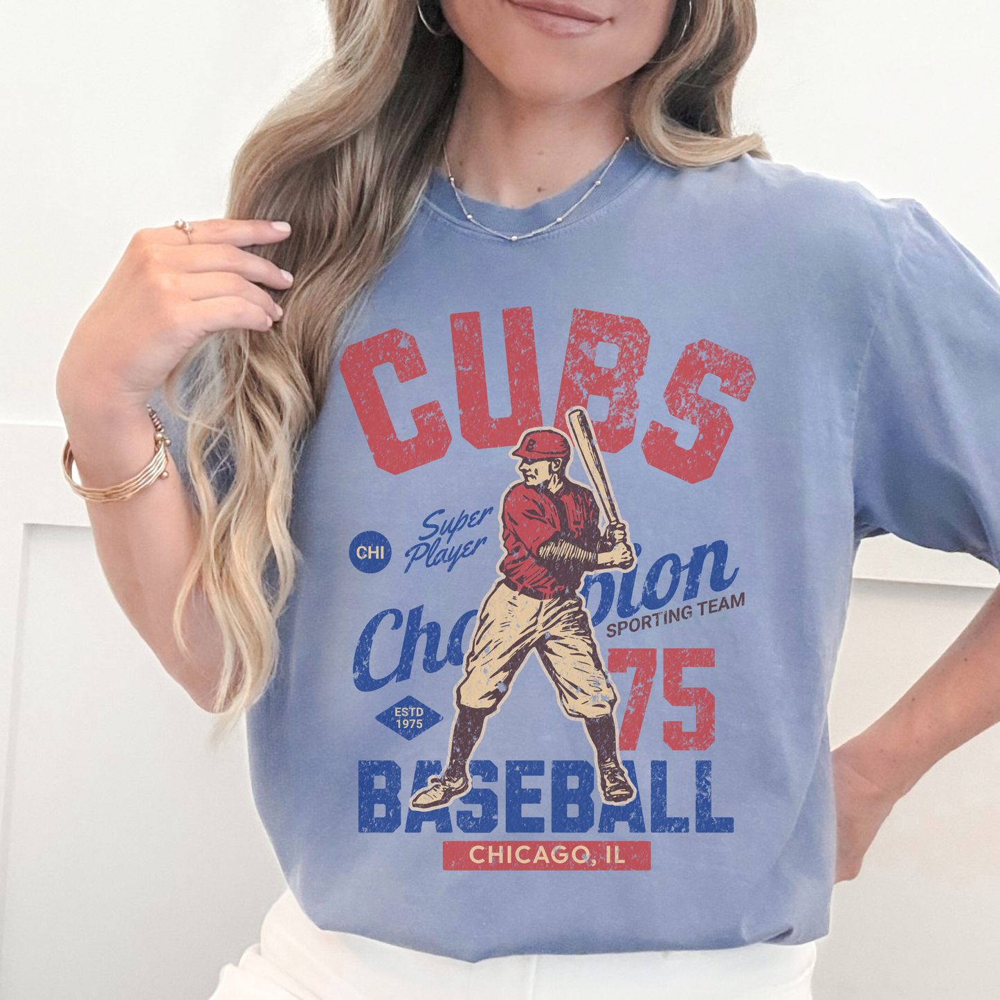 Vintage Inspired Chicago Cubs Baseball Tee – Retro 70s Champion Graphic T-Shirt