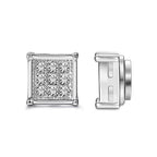 Stainless Steel Magnetic Iced Out CZ Square Stud Earrings for Men Women,  9 Mini Cubic Zirconia Inlaid Magnetic Earrings Non-Piercing Clip On Stud Earring