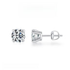 Round D-Color VVS1 Moissanite Stud Earrings in Sterling Silver – Minimalist Geometric Design