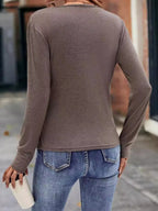 Ruched Surplice Womens Long Sleeve T Shirt