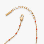 Coral Enameled Chain Coin Station Anklet