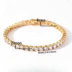 Hip Hop Iced Out Tennis Chain Bracelet, 18K Gold & White Gold Plated, 3–6mm CZ Iced Out Bling Jewelry